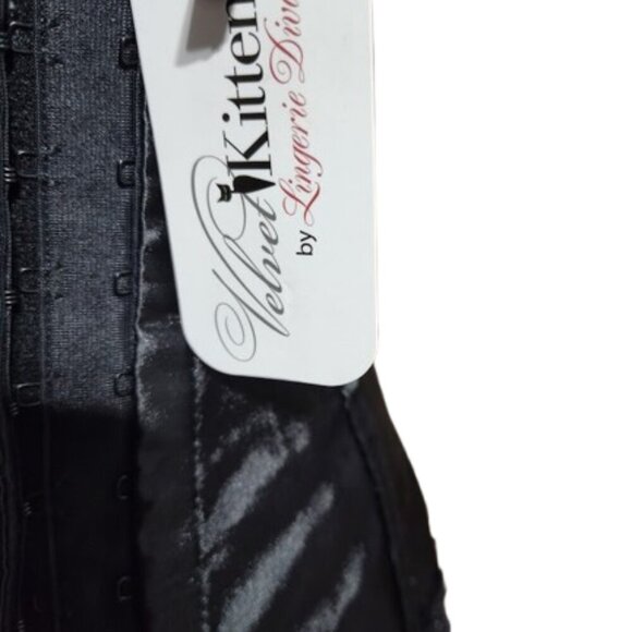 Velvet Kitten by Lingerie Diva Black Lace Back Side Snaps Corset Size Large - Picture 4 of 11